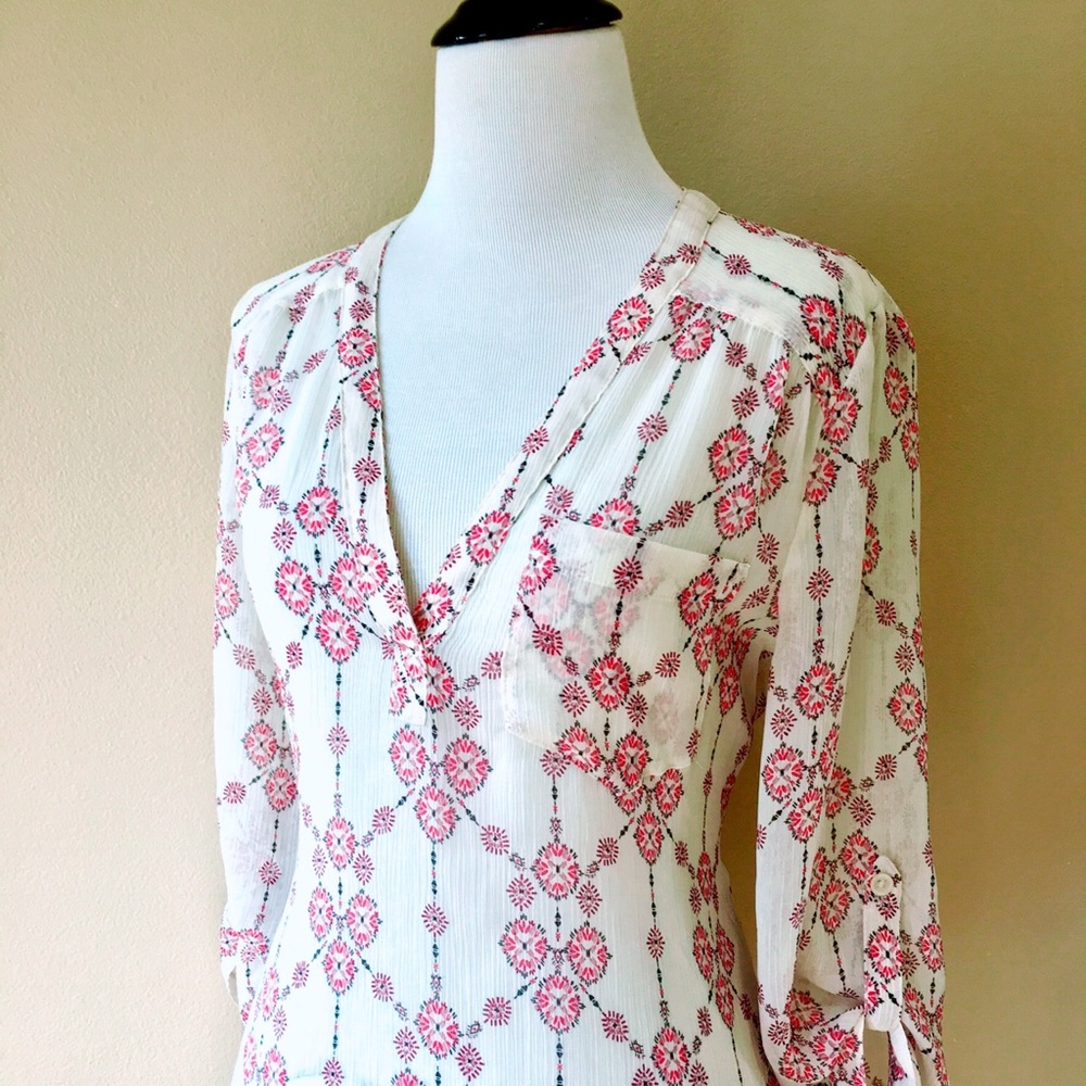 Maurice’s Crepe Chiffon Printed V-Neck Blouse